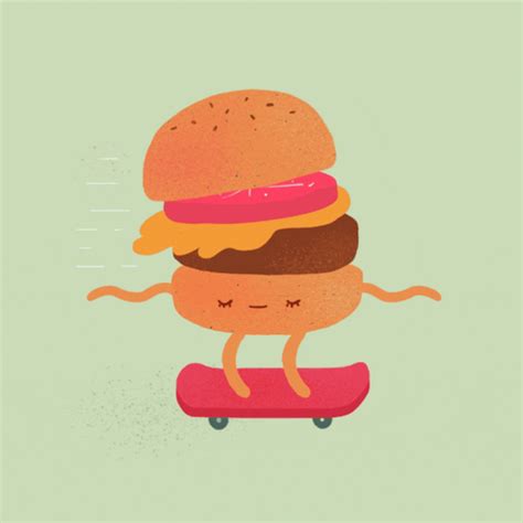 Animated Skating Burger GIF | GIFDB.com