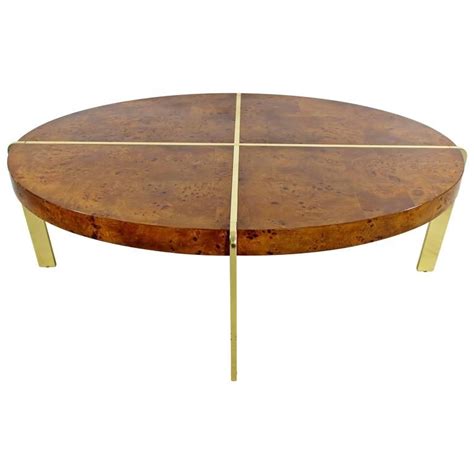 Mid-Century Modern Milo Baughman Burl Wood Oval Coffee Table with Brass, 1960s | Oval wood ...