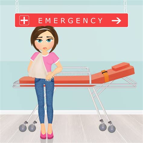 Girl in the emergency room stock illustration. Illustration of disease ...