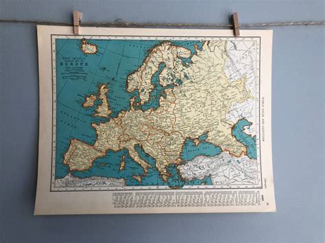 Vintage Europe Map Vintage British Isles Map Europe Map Wall - Etsy ...