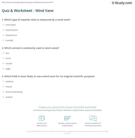 Quiz & Worksheet - Wind Vane | Study.com