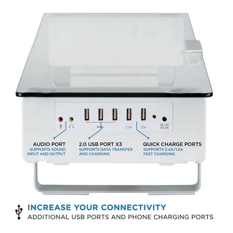 Mount-It Glass Monitor Stand With 5 USB Ports & Reviews | Wayfair