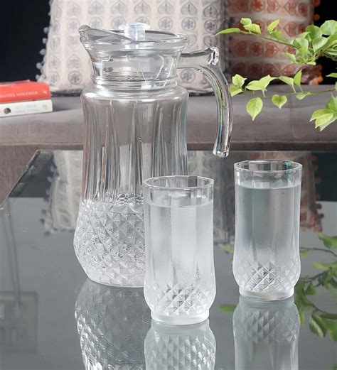 Buy Textured Glass (Set of 7) Water Jug with Glass at 29% OFF by ...