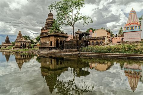 Picturesque Wai Village Temples on Bank of Krishna River Editorial Stock Image - Image of bank ...