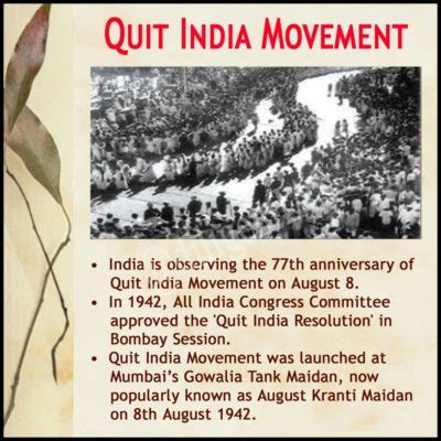 The 77th anniversary of Quit India movement - Diligent IAS