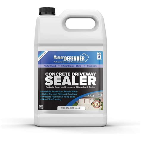 MasonryDefender 1 Gallon Penetrating Concrete Sealer for Driveways, Patios, Sidewalks - Clear ...