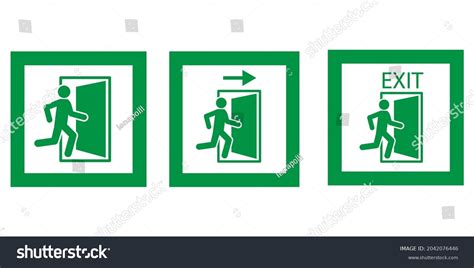 Emergency Exit Icon Frame Green Running Stock Vector (Royalty Free ...