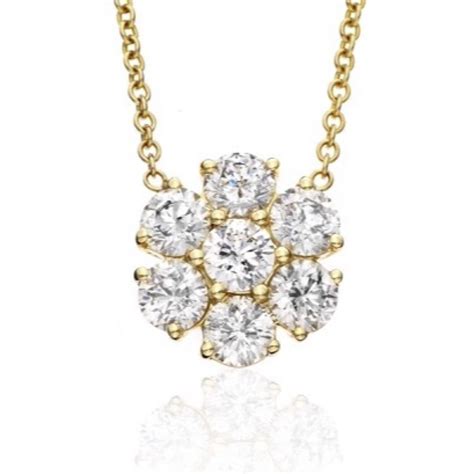 Diamond Gold Cluster Pendant Necklace at 1stDibs