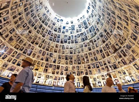 Low angle view of people at Hall of Names in Yad Vashem Memorial ...