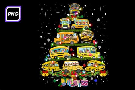 2 School Bus Christmas Tree Designs & Graphics