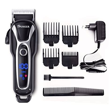 SURKER Hair Clipper Men’s Electric Cordless Hair Trimmer Speed Adjustable Professional Haircut ...