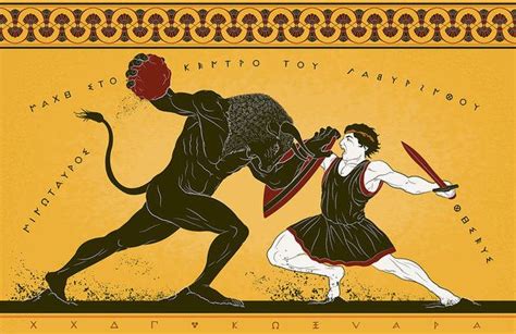 Theseus And The Minotaur Art Print by Matthew Kocvara | Ancient greek ...