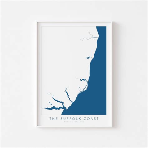 Suffolk Coast Map Art Suffolk Map, Suffolk Coast Art, River Map ...