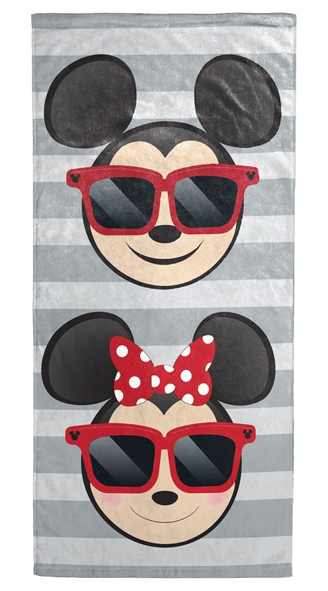 Disney Mickey Mouse/Minnie Mouse Gray Cotton Beach Towel | Pricepulse