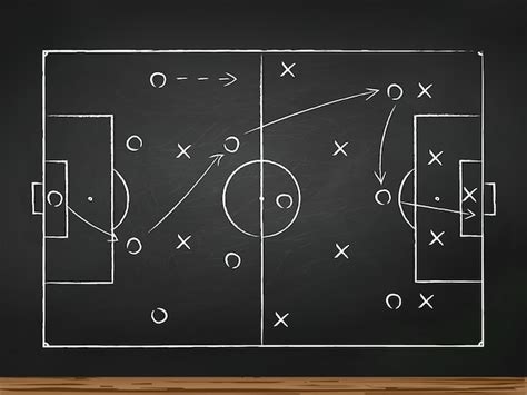 Premium Vector | Soccer play tactics strategy drawn on chalk board