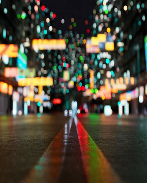 blurred, urban, night, lines, street art, lights, city, wet street, bokeh, asphalt, city lights ...