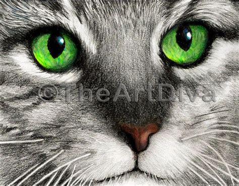 Green Cat Eyes 'Emerald Eyes' by TheArtDiva | Eye drawing, Drawings, Cat tattoo