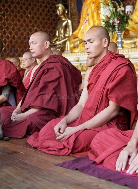 Buddhist Monks in Meditation, Yangon, Myanmar Editorial Photo - Image of traditional, yangon ...