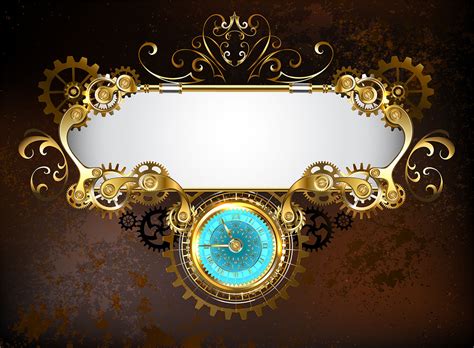 Banner with Clock ( Steampunk ) By blackmoon9 | TheHungryJPEG