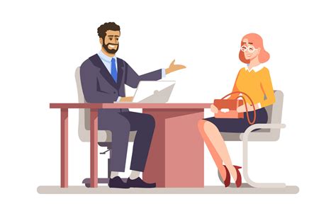 Job interview flat vector illustration. Employer hiring worker cartoon characters isolated on ...