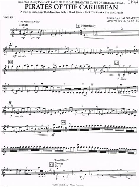 Pirates of the Caribbean Violin Music Sheet | Partition musique, Musique, Partition