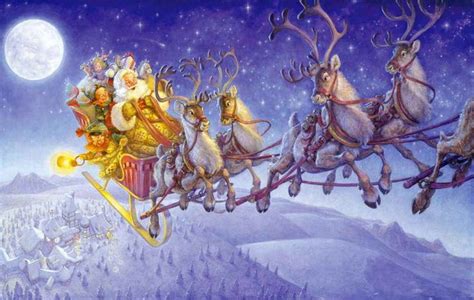 SANTA CLAUS ON CHRISTMAS EVE NIGHT (840×534) | Christmas scenes, Santa ...