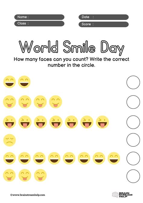 World Smile Day Worksheets - Brainstreamhelp