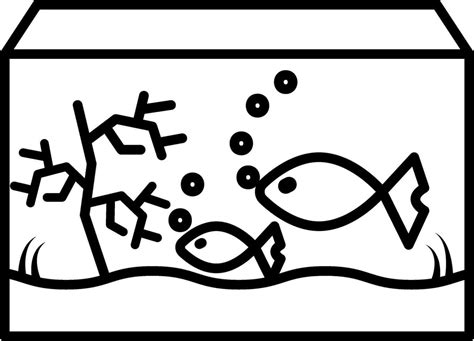 Aquarium fish tank icon in black line art. 25084463 Vector Art at Vecteezy