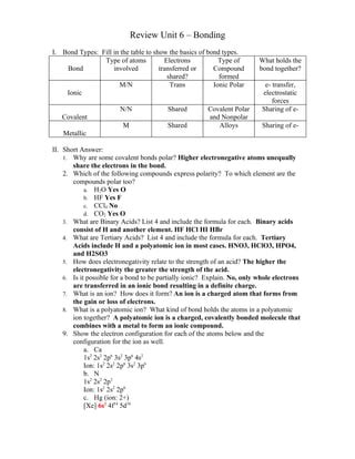 Review unit 6 key | PDF