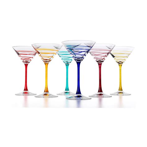 roxy martini glasses - set of 6 | Fun, Stylish, Colorful Spiral Accent ...