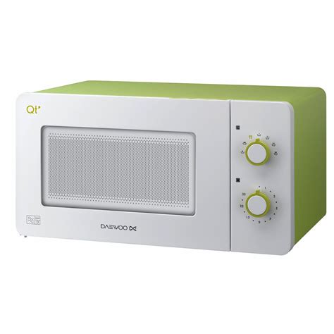 Daewoo QT2 Compact Microwave Oven 14 Litre, 600 Watt, White-Lime Green Compact Microwave Oven ...