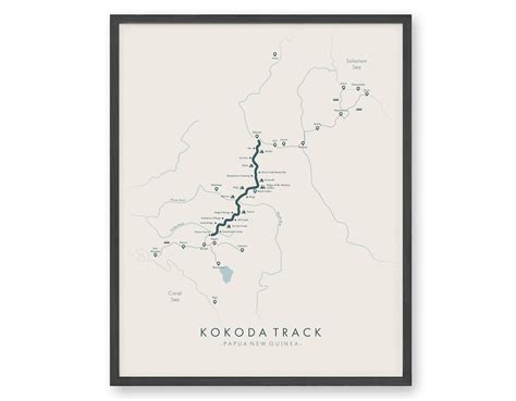 Kokoda Track Map Kokoda Trail Poster Papua New Guinea Poster Relive Your Adventures Trail Map ...