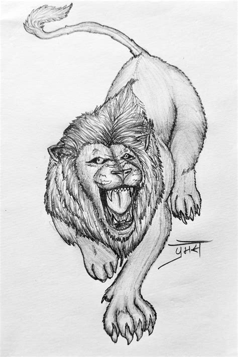 Lion Roaring Drawing by Prem se | Lion face paint, Lion king fan art ...