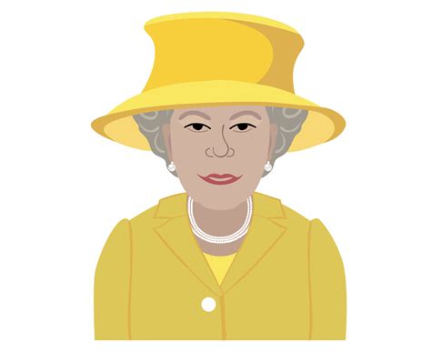 Queen Elizabeth Face Portrait With Yellow Suits British United Kingdom 1926 2022 National Europe ...