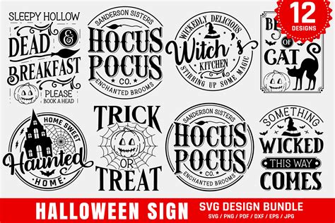 Vintage Halloween Sign SVG Bundle Graphic by CraftArtStudio · Creative ...