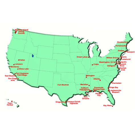 Map of U.S. Navy bases in the United States. Last updated in 2004.-24 Inch By 36 Inch Laminated ...