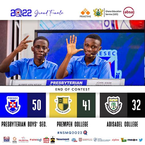 NSMQ 22: PRESEC Legon 'Seven a Living God' after thrashing Prempeh College in a fierce contest ...