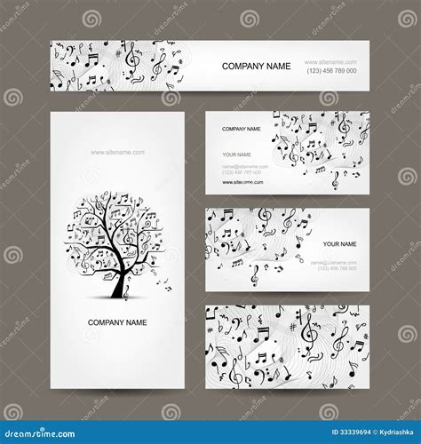 Business Cards Collection With Music Design Stock Vector - Illustration ...