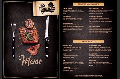 Steak House Food Menu | Brochure Templates ~ Creative Market