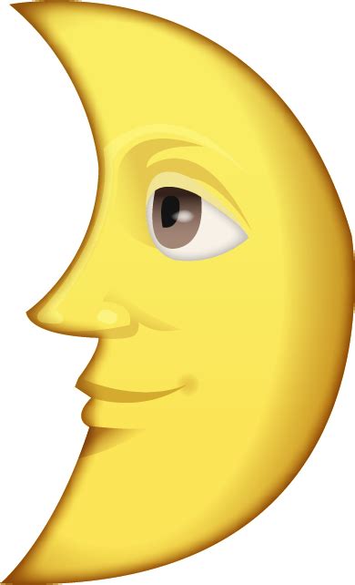 Download First Quarter Moon With Face Emoji Image in PNG | Emoji Island