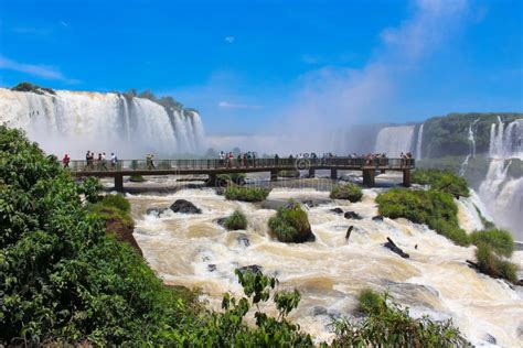 Rainbow at Iguazu Falls Viewed from Brazil Editorial Photography ...