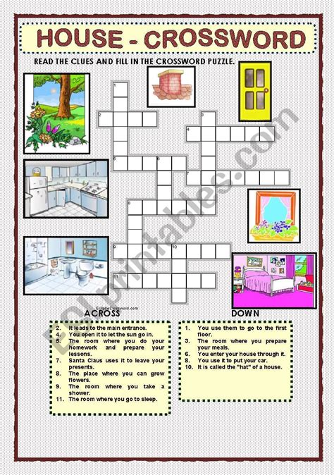 HOUSE - CROSSWORD - ESL worksheet by macomabi