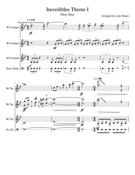 Incredibles Theme I sheet music for Trumpet download free in PDF or MIDI