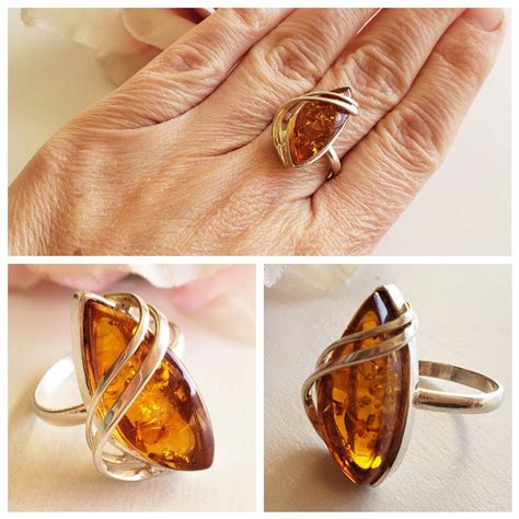 Amber Ring Statement Ring Baltic Amber ring Amber | Etsy | Morganite ...