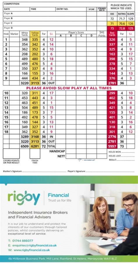 Scorecard :: Grange Park Golf Club - St Helens Golf