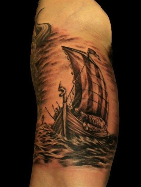 Vikings boat tattoo on arm - Tattooimages.biz