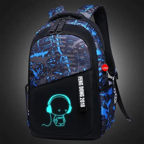 Luminous oxford school bags for teenage boys large backpack for teenagers bagpack high school ...