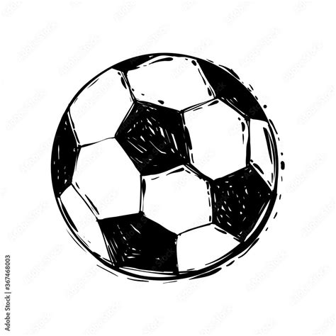 Football soccer ball. Graphic black sketch on white background. Vector illustration. Stock ...