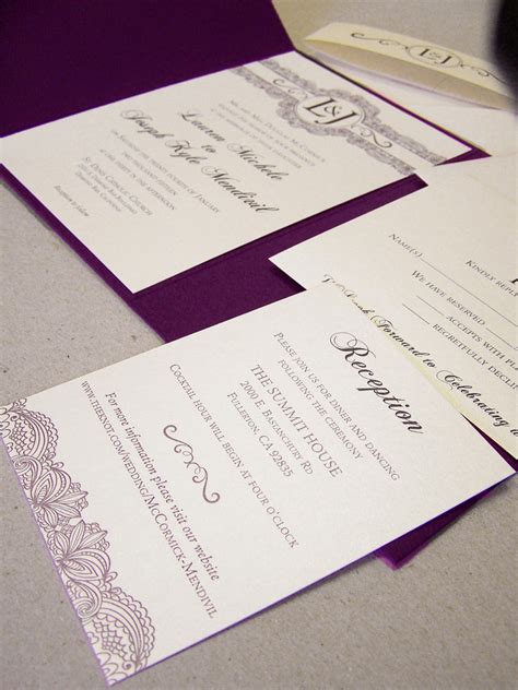 Beautiful Purple/lace Wedding Invitation Custom Made Wedding - Etsy