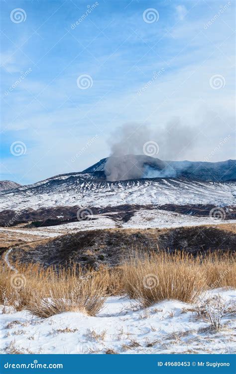 Snow in mount aso stock image. Image of kumamoto, winter - 49680453